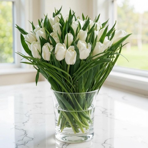 🤍 Pristine White Tulip Bouquet
