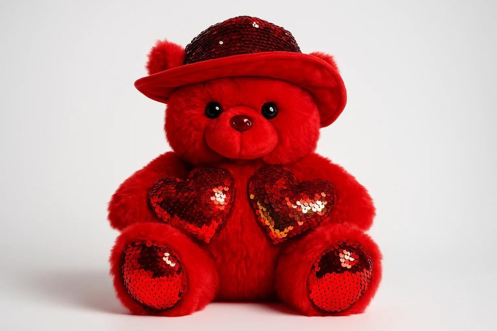🧸 Scarlet Spark – Sequin Teddy Bear