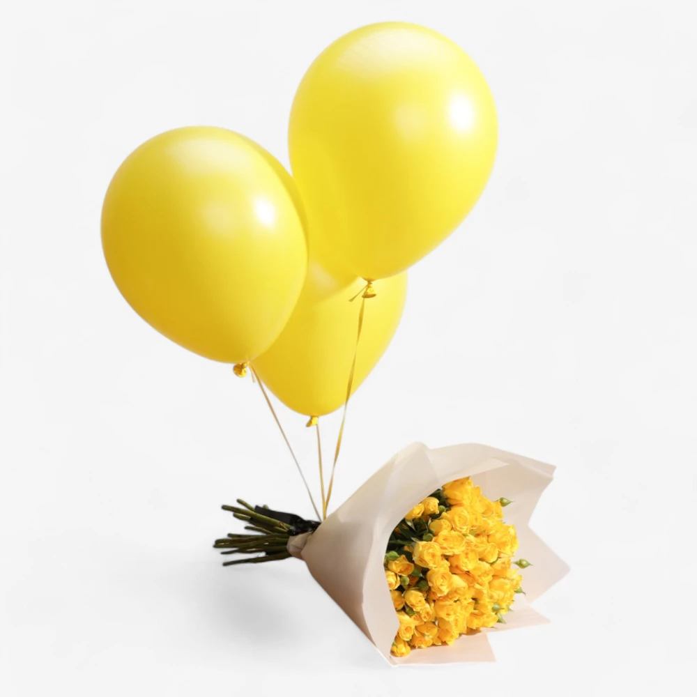 The "Sunshine Blooms" Bouquet & Balloons