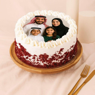 Family Memory Cake: Personalized Red Velvet Photo Cake